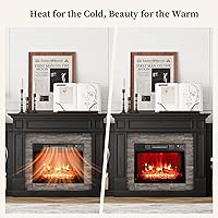 Vista 4 de LGHM Chimenea eléctrica de 72 pulgadas con repisa, soporte de TV para televisores de hasta 80 pulgadas, moderno centro de entretenimiento negro