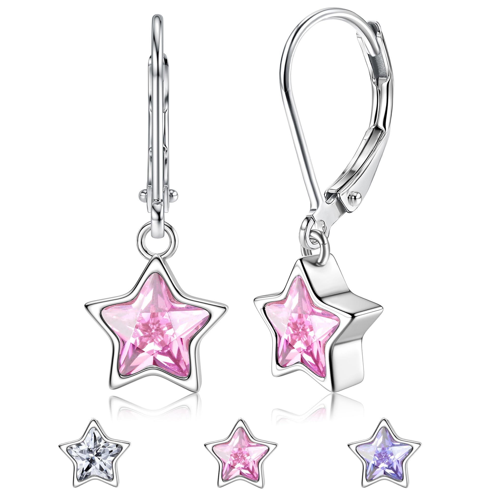 Orecchini a lobo Petali di Rosa Oro bianco 9K con diamanti - Regalo