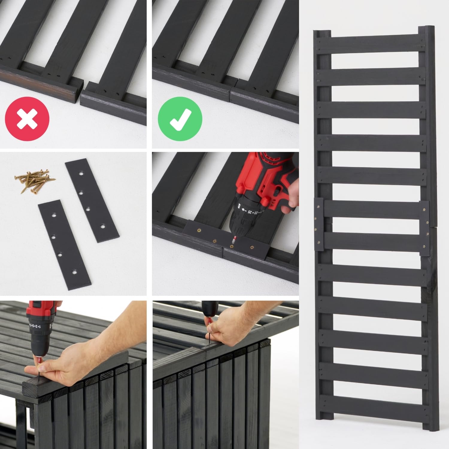 Jardinière Avec Treillis 180 CM En Bois, Avec Trou De Drainage Pour Plantes Grimpantes, Fleurs