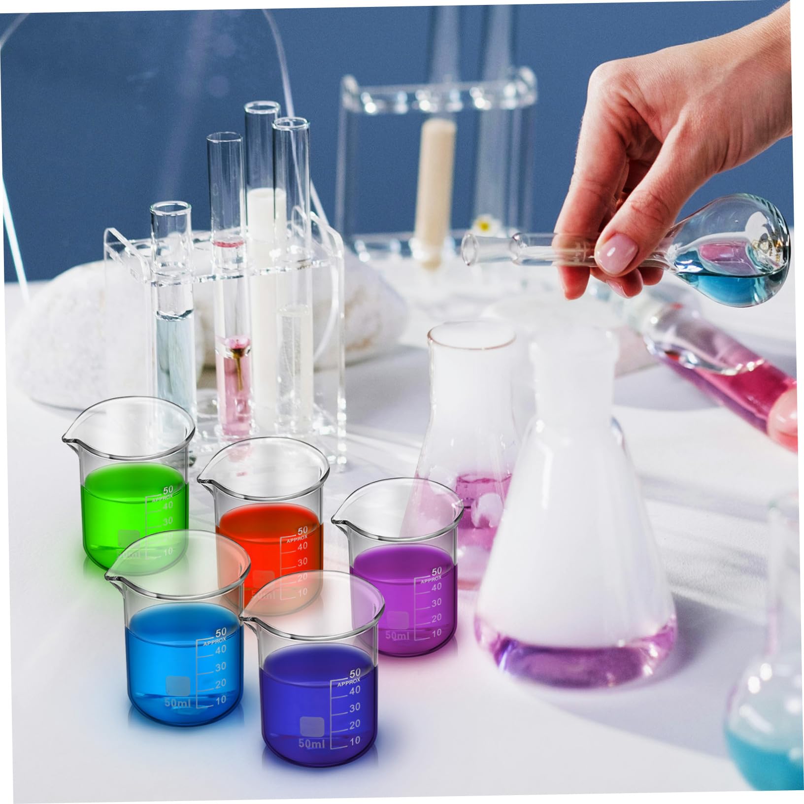 20 Pezzi becher bicchieri graduati tazze borosilicato tazza per esperimenti scientifici volumetrico cilindri graduati trasparenti bicchiere da in vetro Trasparente