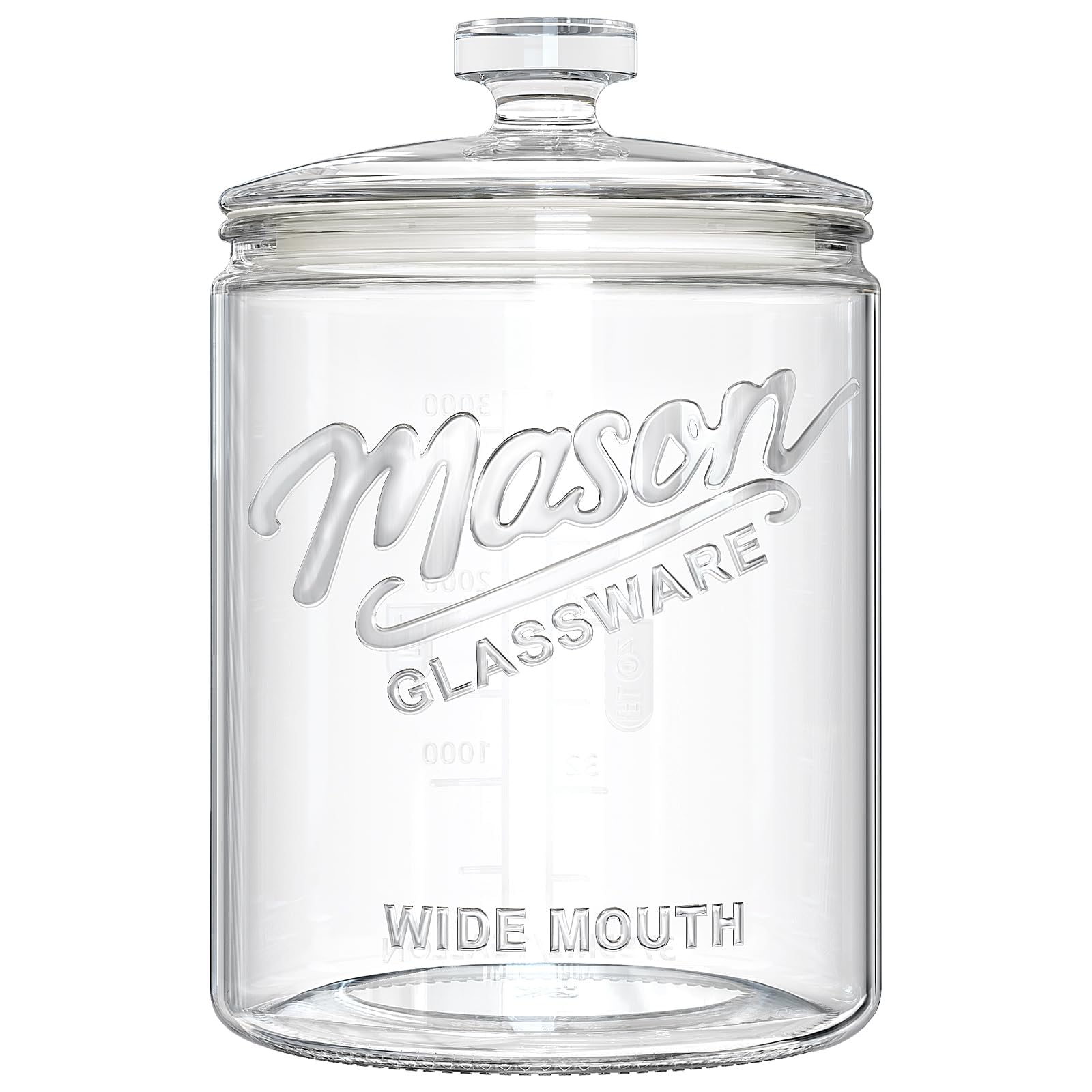 1 Gallon Glass Cookie Jar with Airtight Lid, Large Wide Mouth Mason Jar for Flour Sugar Container, Kitchen Canister for Candy, Coffee, Dog Treat
