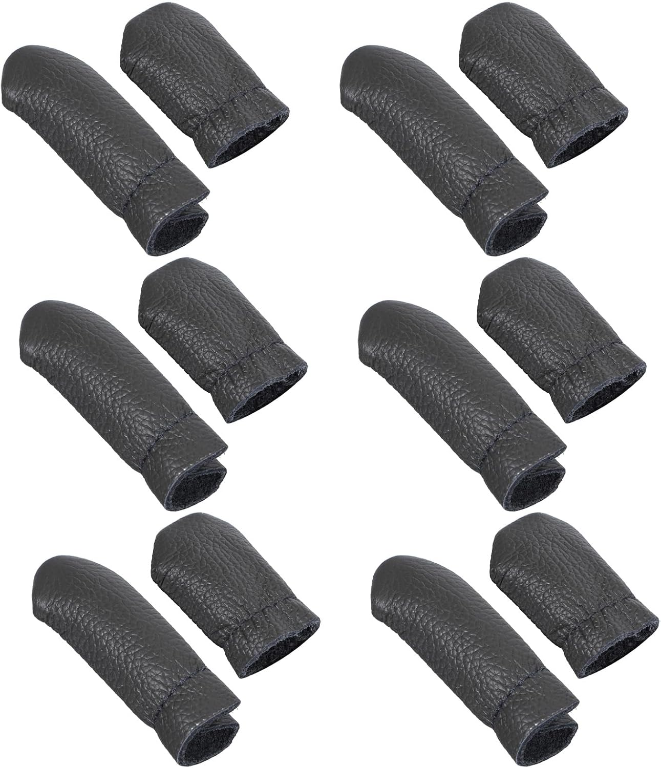 SHENLIU 6 Pairs Leather Finger Protector Needle, Crochet Finger Protector for Sewing, Needle Felting Knitting Finger Thimble Guards Tools for Hand Quilting Craft Embroidery Needlework(Random Color)