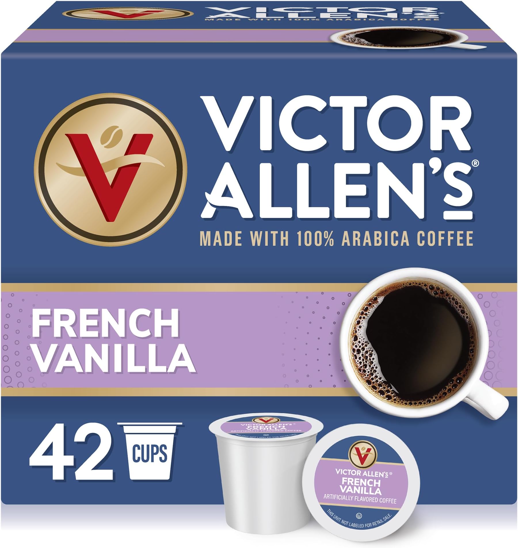Victor Allen's Coffee French Vanilla Flavored Coffee, Medium Roast, 42 Count, Single Serve Coffee Pods for Keurig K-Cup Brewers