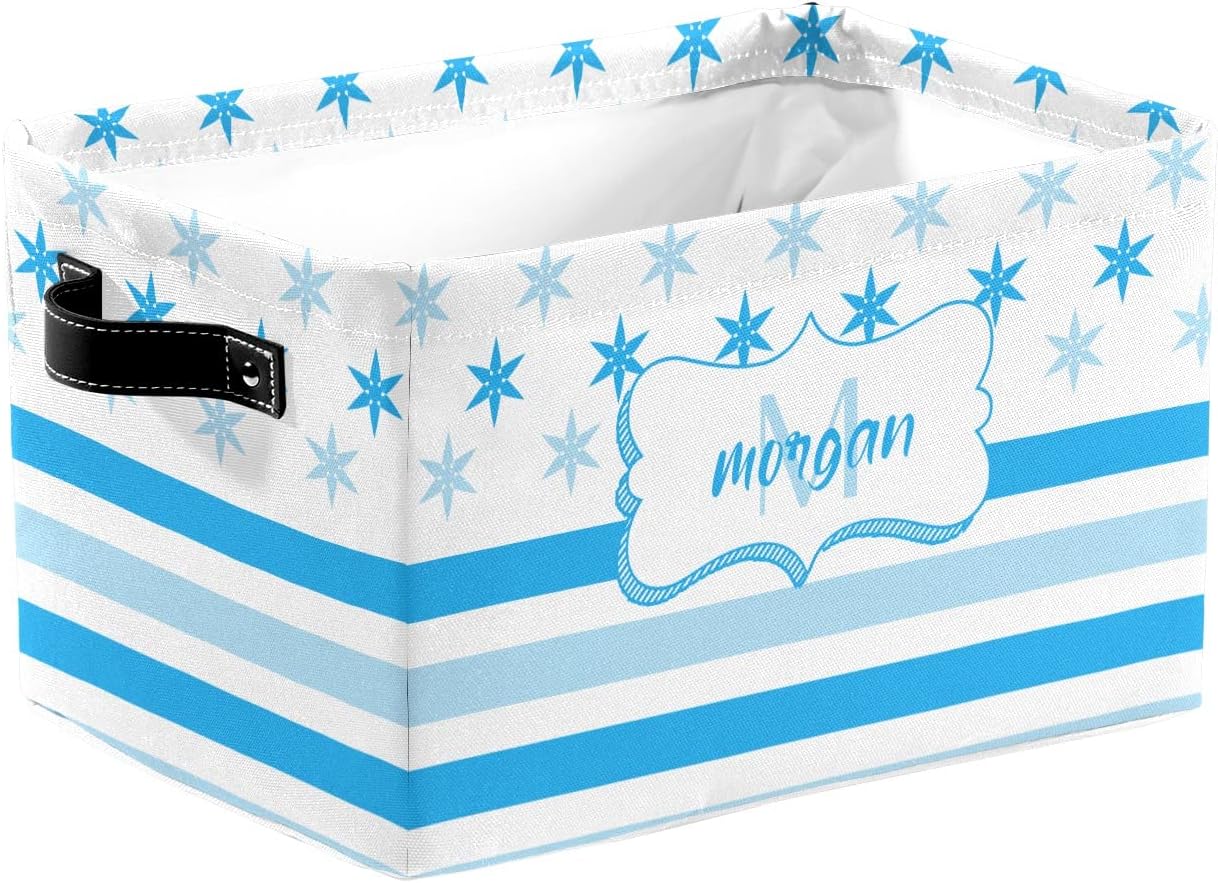 Personalized Storage Bins with Name for Organizing Babys Boys and Girls Toys, Custom Kids Storage Basket Boxes Cubes Organizer with Handles for Shelf Closet Nursery, 1 Pack