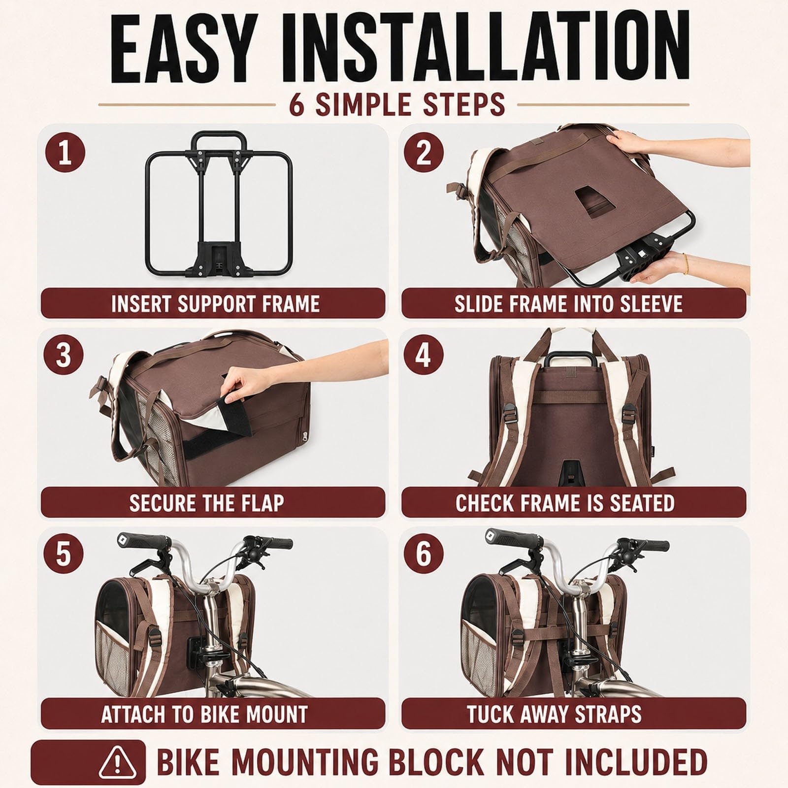 Cesta para Bicicleta para Perros, Transportín Plegable para Gatos Y Perros