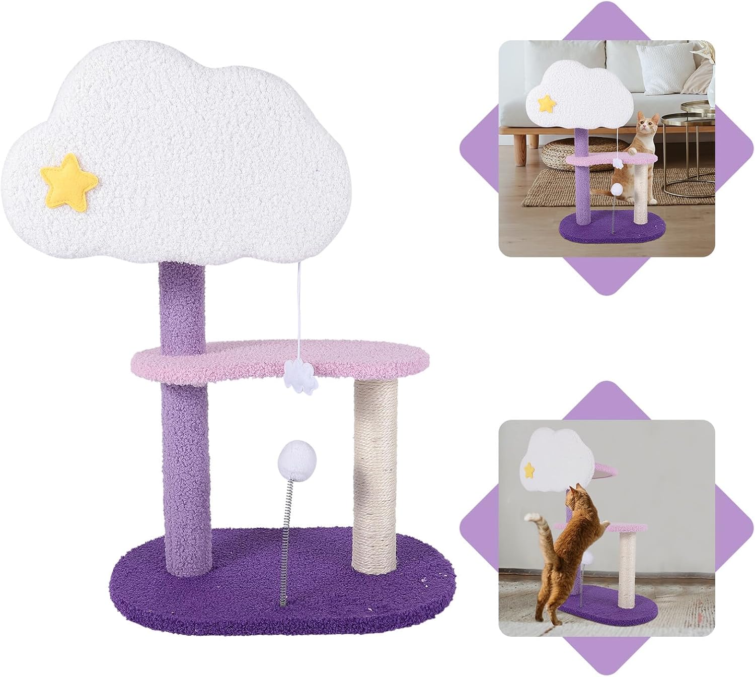 VICASKY Cat Climbing Rack and Scratching Post Large Multi-Level Cat Tree Platform with Padded Perches for Indoor and Kittens