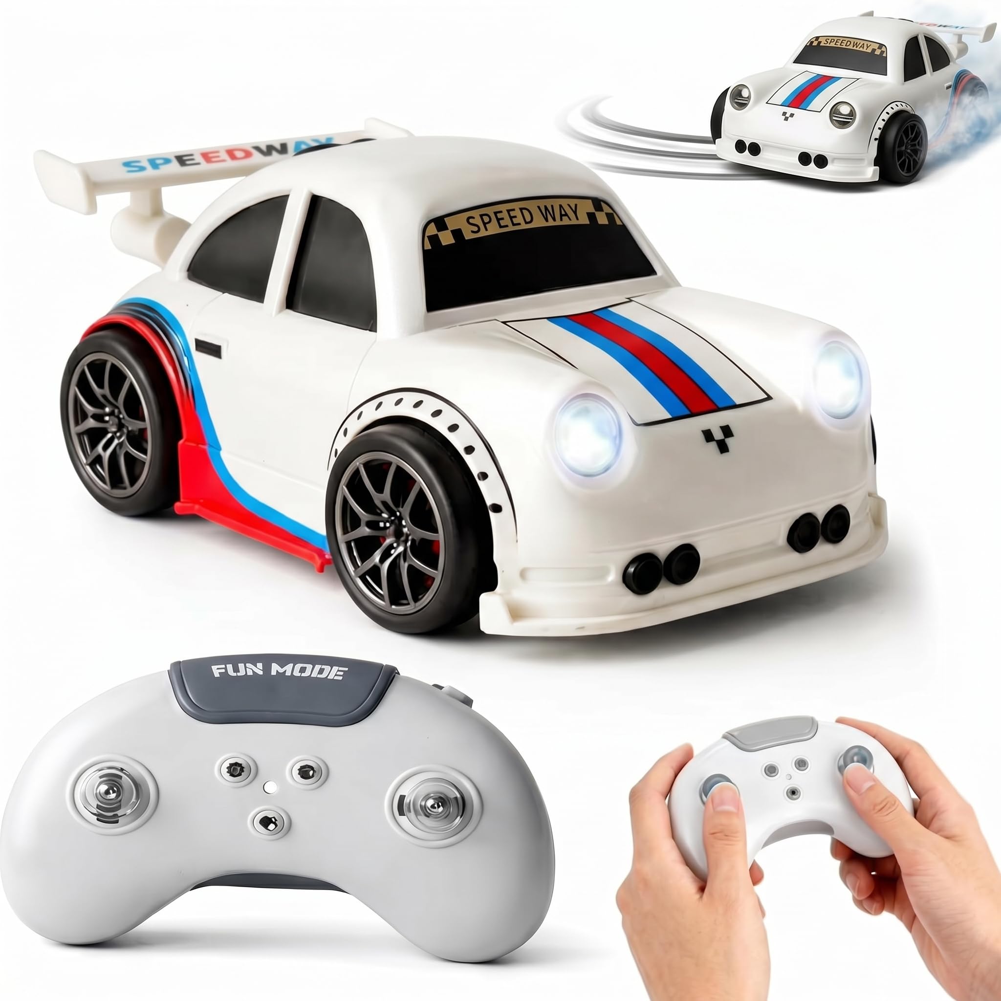 Remote Control Intelligent Sensor Drift Car for Kids | 2.4GHz 4WD Mini RC Car with Follow Me Mode, Escape Mode, Music, LED Lights, USB Rechargeable RC Racing Car Toy for Boys & Girls-image-14