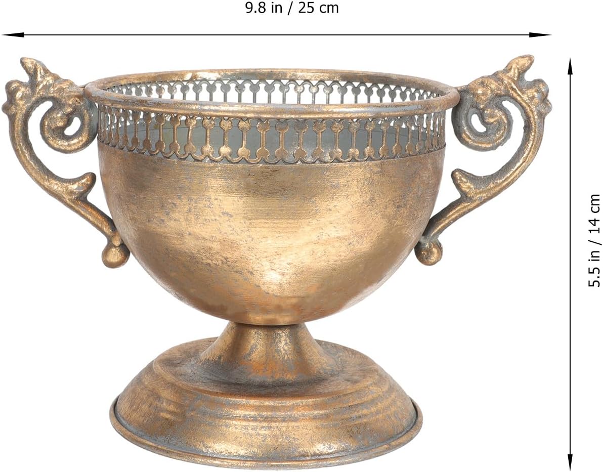 Metal Flower Arrangement Vase 17x15cm Vintage Style Desk Centerpiece Hydroponic Home Decor Decorative Metal Vase for Tabletop Display