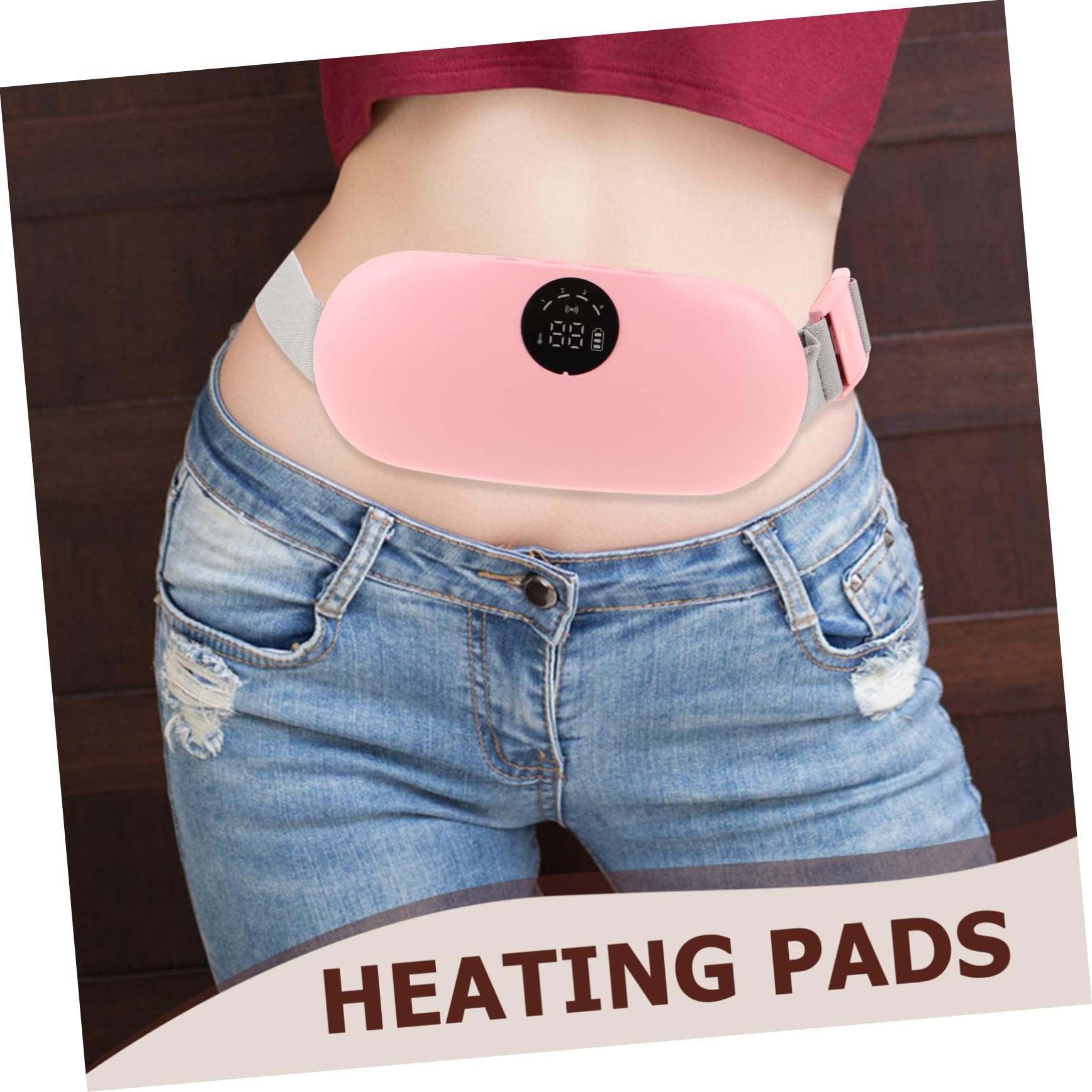 HANABASS Cinturón Calentador Menstrual Portátil con Masaje para Abdomen y Espalda, Diseño Delgado y Ligero, Silicona y Abs, 2000mah, Adecuado para Relajarse en Casa