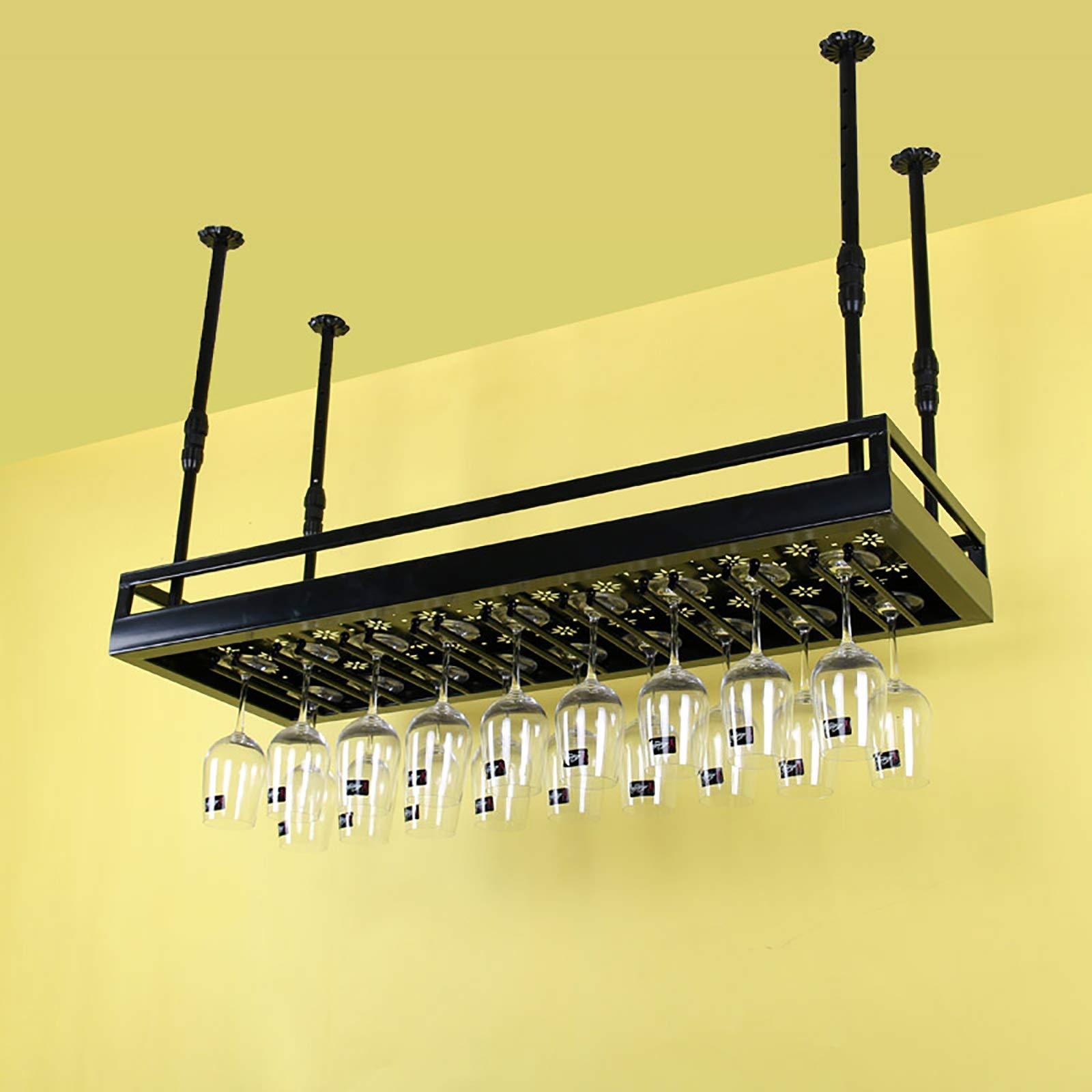 Casiers à vin de plafond suspendus et support de verre de bar réglable en hauteur 50cm