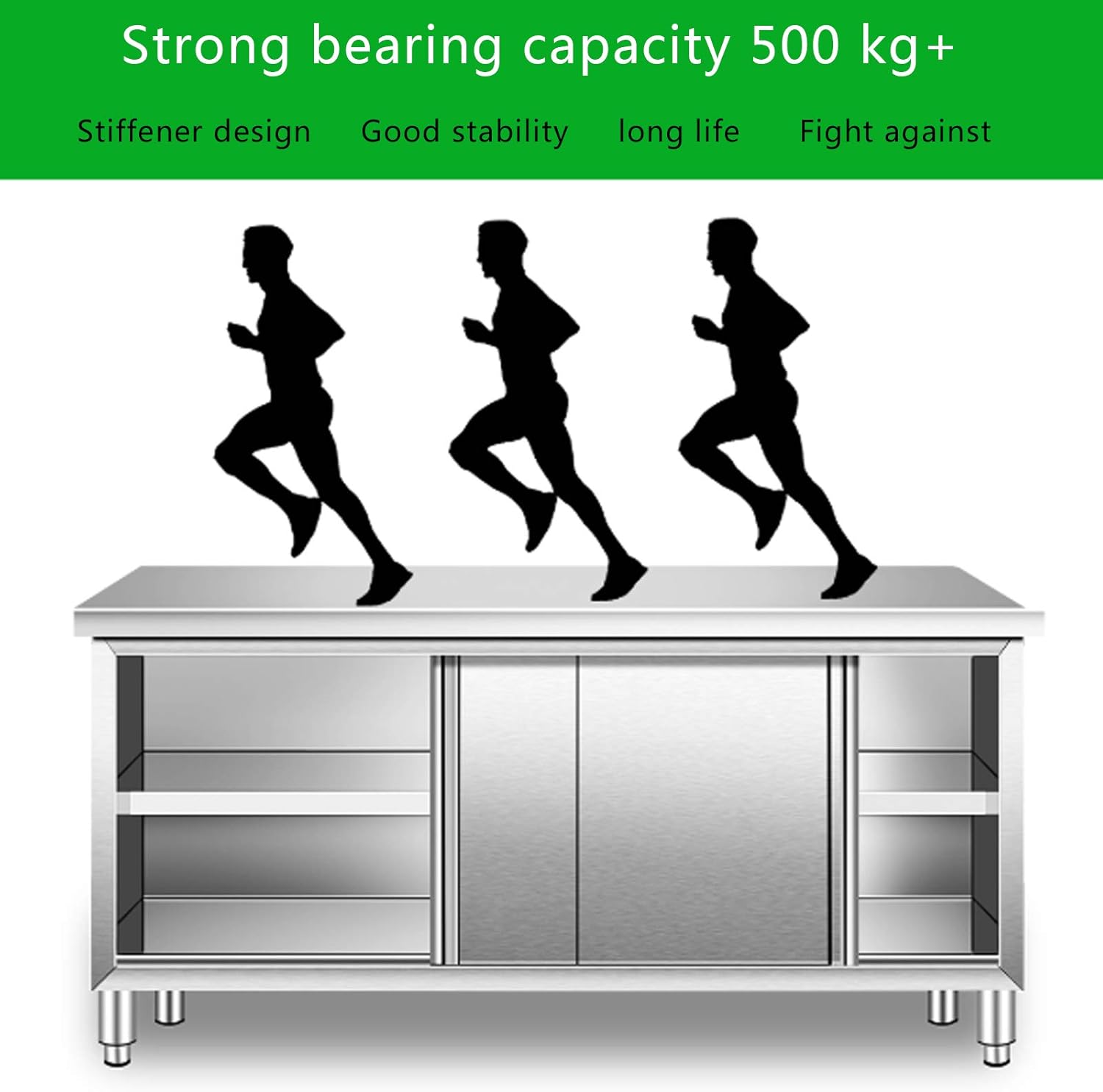 Stainless Steel Workbench Kitchen Movable Workbench 2 Tier Bearing 300KG Waterproof/Anti-Rust for Kitchen Hotel Family Restaurant (120 * 80 * 80)