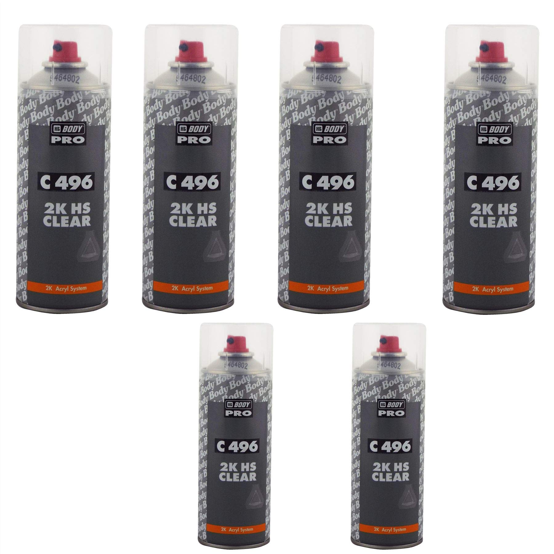 HB Body 2 x Aerosol Professional 2K Clear Car Lacquer 400ml Clearcoat Fast Drying Crystal Clear High Gloss Finsih Highly Durable