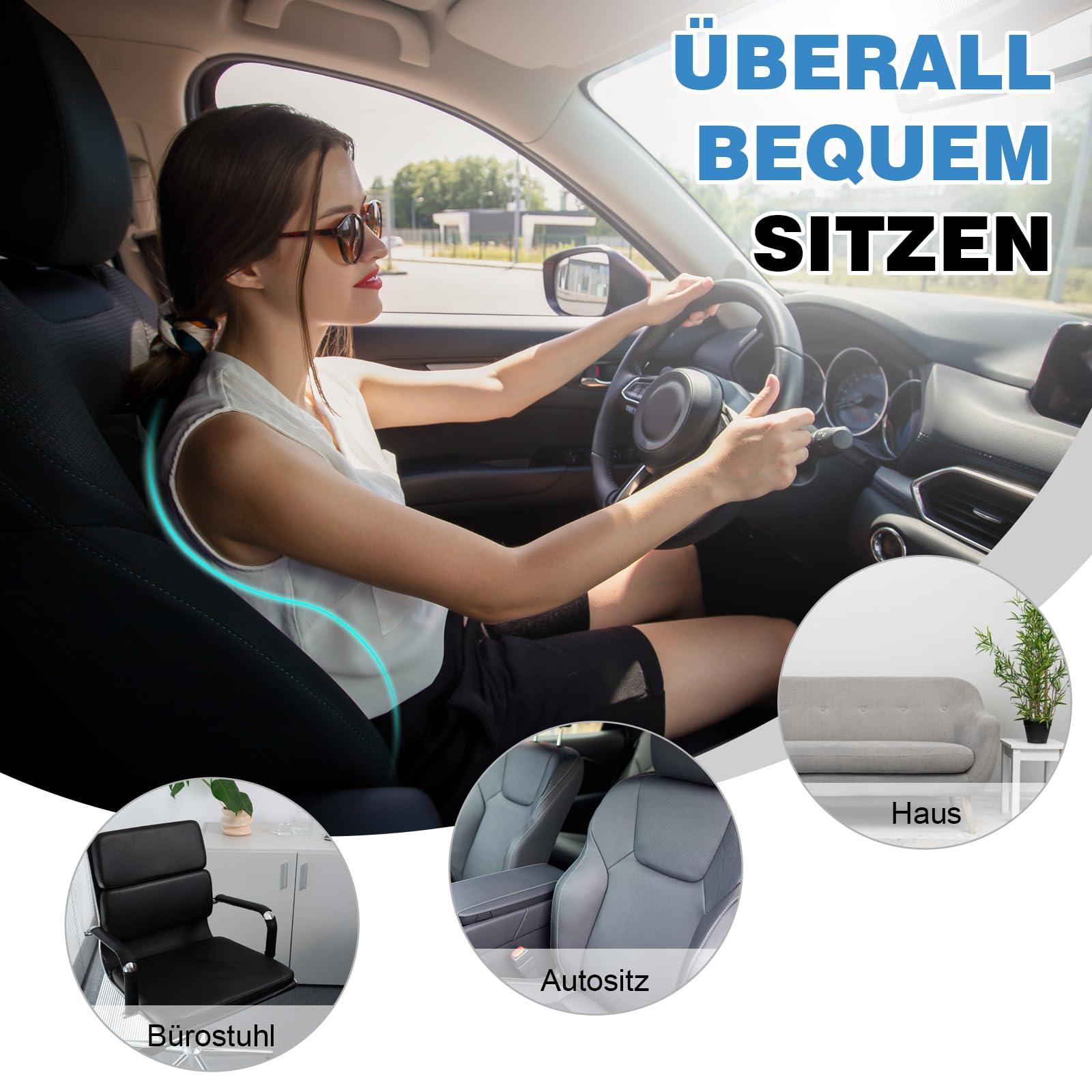 Lendenwirbelkissen, Lendenkissen Auto, Lordosenstütze, Rückenkissen Memory Foam, Ergonomisches Rückenstützkissen fur Zuhause, Büro, Auto, Schwarz