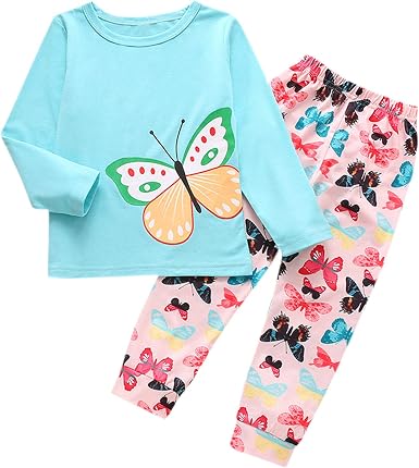 Amazon.com: Ropa de niña para otoño/invierno, bebé niños de manga larga  mariposa impresa Tops+pantalones pijama ropa conjunto trajes : Ropa,  Zapatos y Joyería