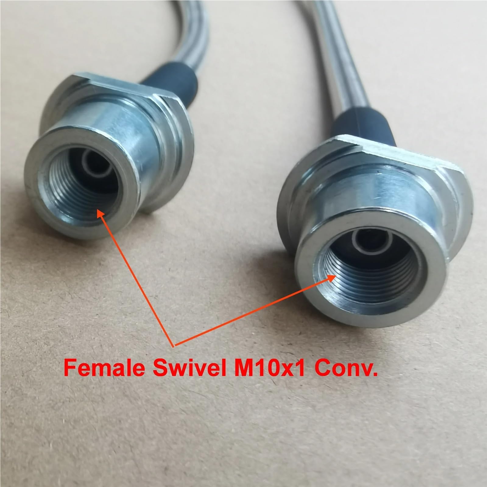 rura hamulcowa 1 para 30 stopni 10mm Banjo i żeńskie M10x1 Conv Swivel ze stali nierdzewnej w oplocie hydraulicznym-wąż hamulcowy(Overall L 350MM)