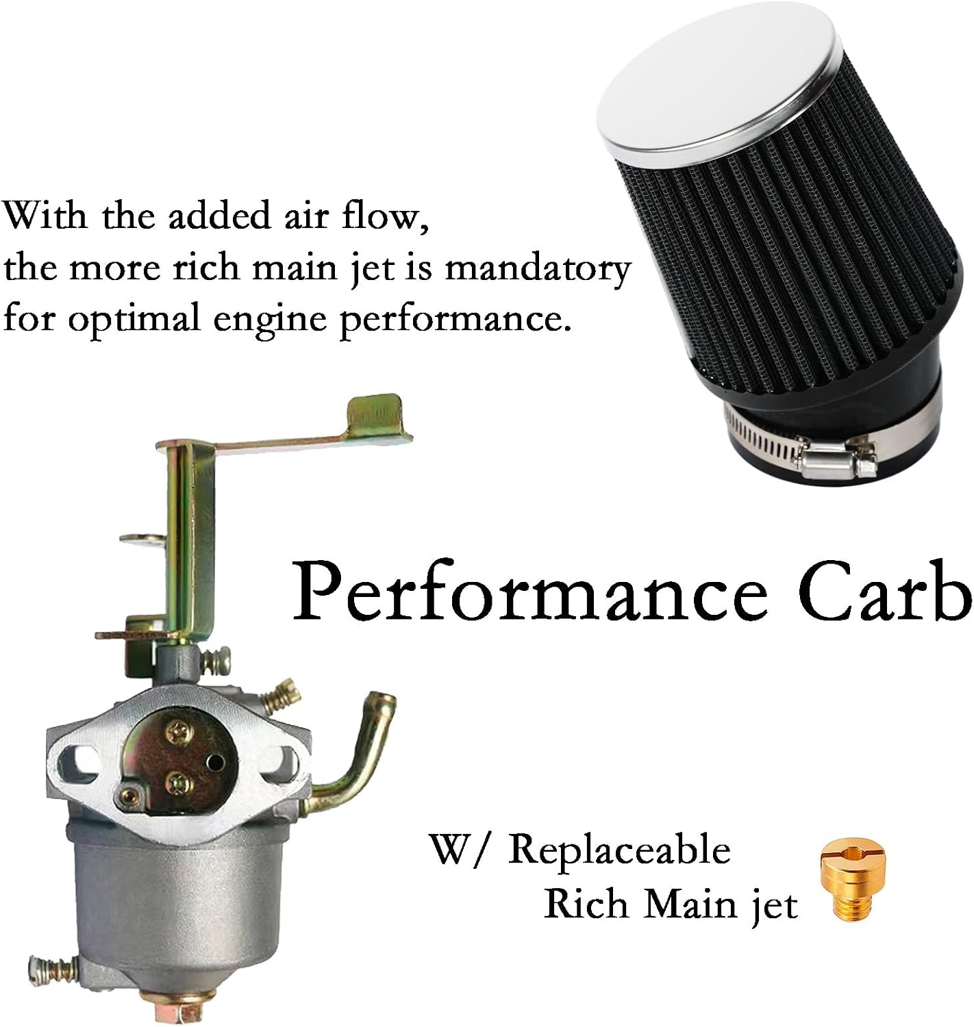 JMCHstore Performance Carburetor Carb Air Filter Adapter Kit for FRP GMB100 Coleman CT100U CC100X 98cc, Predator 79cc 3HP Engine, Massimo MB100 79cc Mini Bike, SK100 CK100 Go KartBlack image 5
