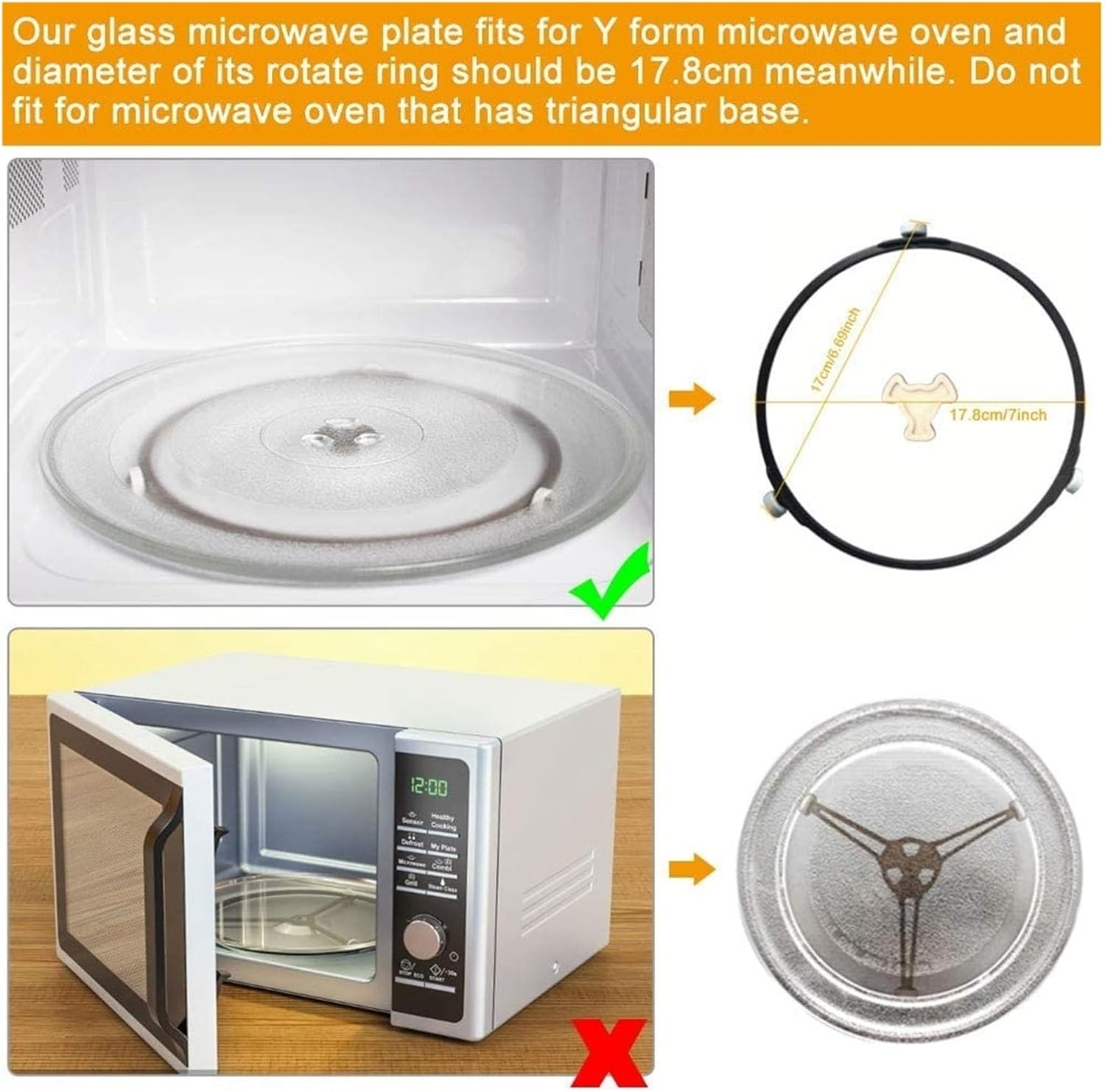 Microwave Plate Spare Microwave Dish Durable Universal Microwave Turntable Glass Plate Round Replacement Plate