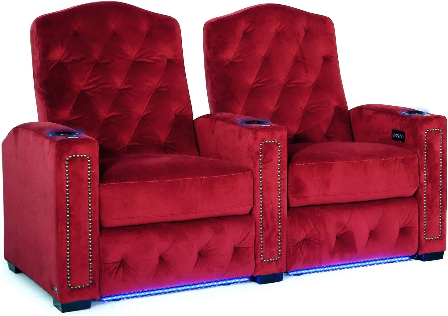 Octane Regal XL250 Power Recline Sangria Microfiber Home Theater Seating (Row of 2)