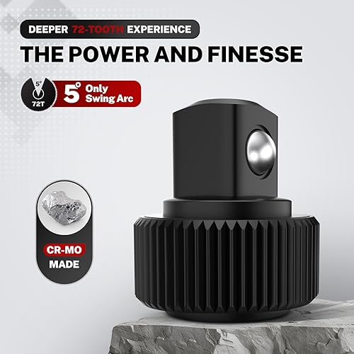 Miniatura 5 de TOMMARS Trinquete Corto de 14 Pulgada, Trinquete Mini de Liberación Rápida de Cabeza 72 Dientes, Regalo para Hombres, Herramientas Manuales para