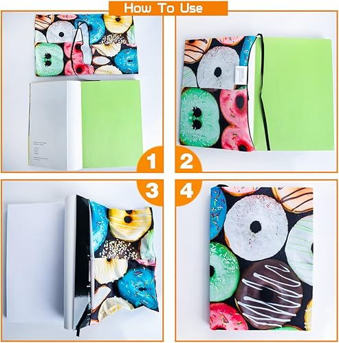 Miniatura 4 de Paquete de 6 fundas elásticas para libros, fundas gigantes para libros de tapa dura, libros de texto de hasta 9 x 11 pulgadas, reutilizables,