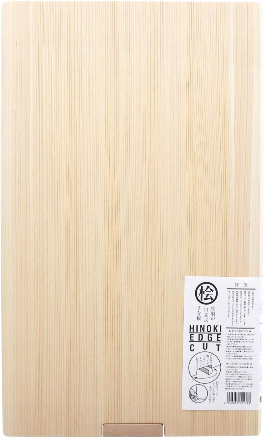 Ikegawa Wood Industrial Sheet Cutting Board, Natural, L, Hinoki Cypress with Stand, Made in Japan