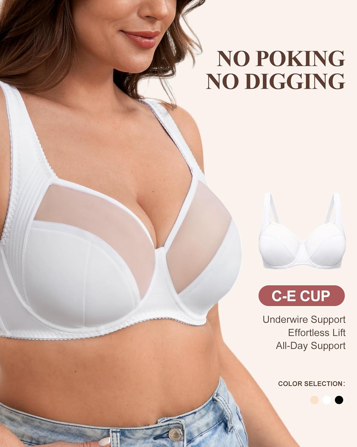 Minimizer Bra for Women, Full Coverage Bras with Underwire, Plus Size Mesh Bralettes for Large Breasts - Image 2