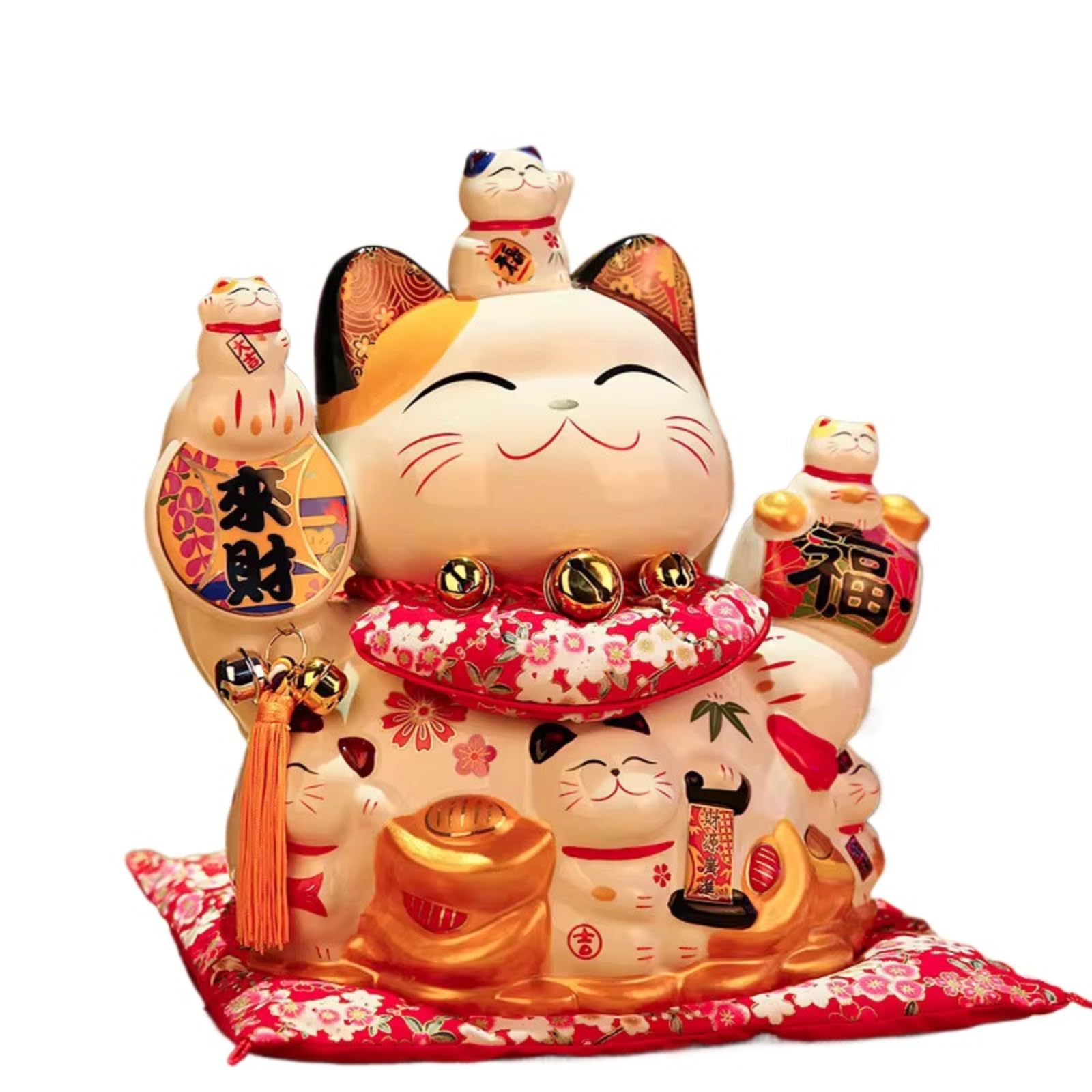 Estatua de la suerte china Gato-Cerámica china ondeando, trae buena suerte