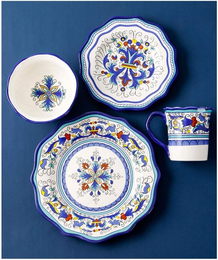 6 piece Retro Ceramic Tableware Set Fashion Hand Painted Flower Underglaze Salad Bowl Breakfast Plate Mug Combination