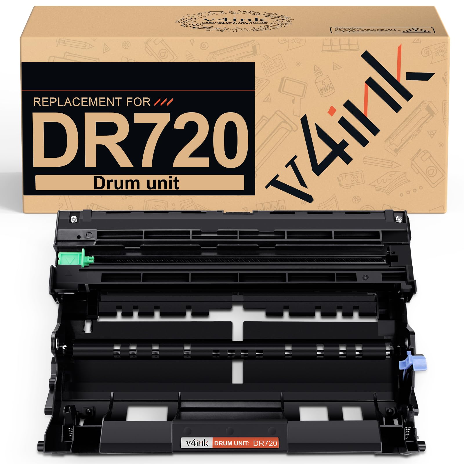v4ink DR720 - Tamburo compatibile con Brother DR720 DR-720, confezione da 1 (senza toner) | Ricambio per stampante HL-5440D HL-5450DN HL-5470DW HL-6180DW MFC-8510DN MFC-8710DW MFC-8810DW MFC-8910DW MFC-8950DW