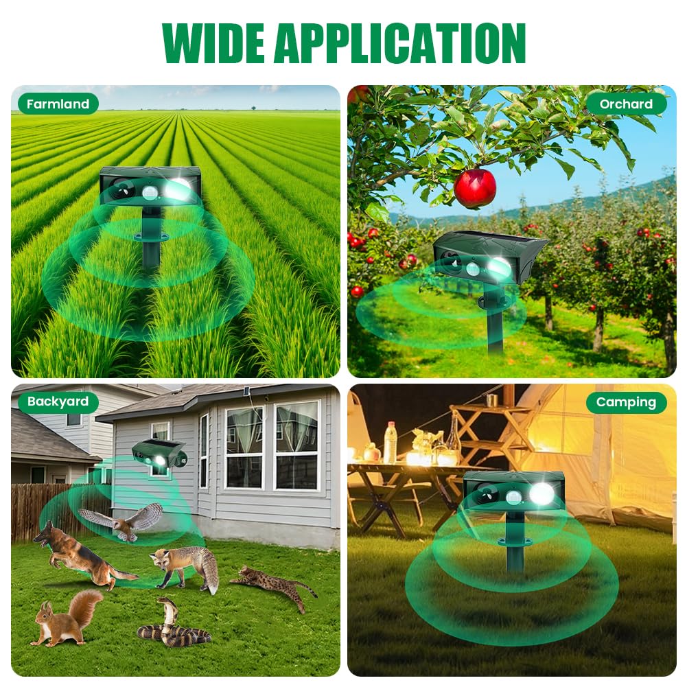 AXFEE Solar-Betriebener Katzenschreck, 2er-Pack Ultraschall Katzenschreck, Wasserdichtes Solar Tiervertreiber mit Bewegungsmelder und Blitz, für Garten Wirksam Vögel, kann Katzen und Kaninchen
