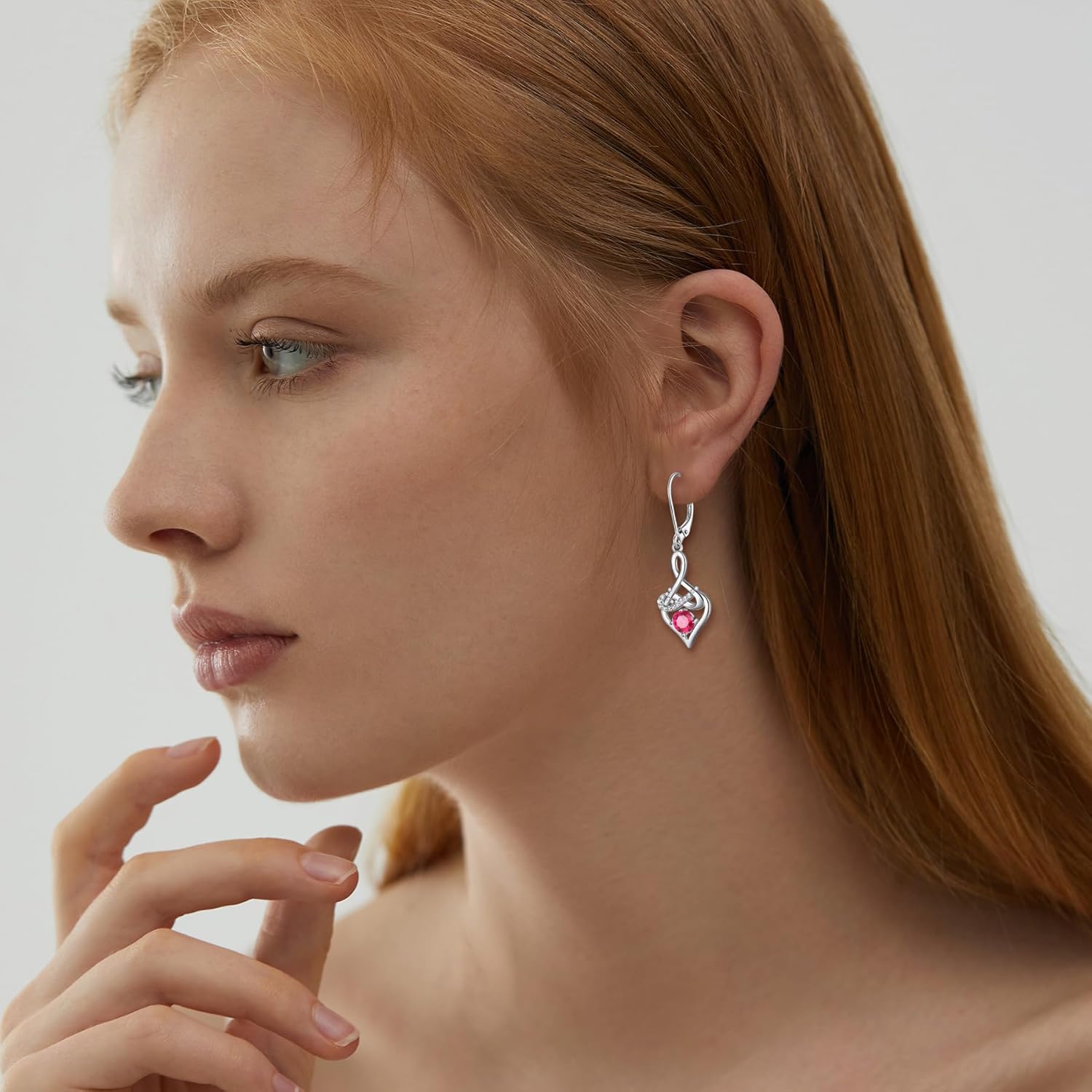 Dangle Drop Heart Earrings for Women 925 Sterling Silver Infinity Leverback Earrings Birthstone Jewelry Gifts for Women Wife Girlfriend Mother Daughter Her - Image 2