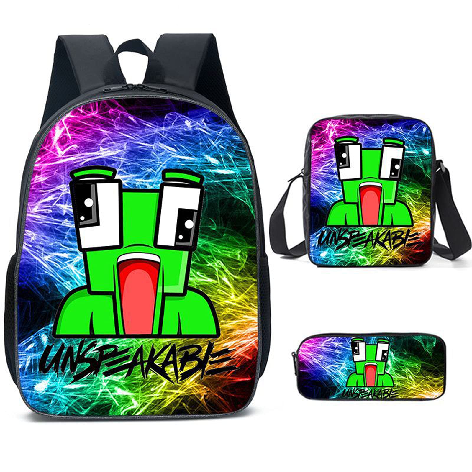 Unspeak-able Kids School Bag Set Boys Pencil Case Backpack Starry Sky Printing Book Bags Travel Daypack Girls Game Fans Gift (Sky)