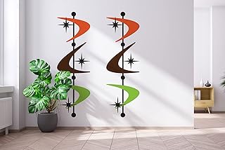 Minimalist Shapes Art | Mid Century Modern Wall Decal | Retro 70s Decor