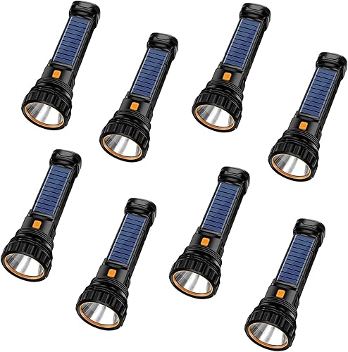 Miniatura 5 de 4 linternas LED solares/recargables multifunción, 1000 lúmenes, con luz estroboscópica de emergencia y batería de 1200 mAh, fuente de alimentación