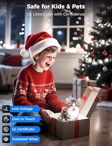 Miniatura 7 de Brightever Luces LED de Navidad para exteriores, 295 pies, 900 luces LED para valla de árbol de Navidad con control remoto, 8 modos de iluminación y