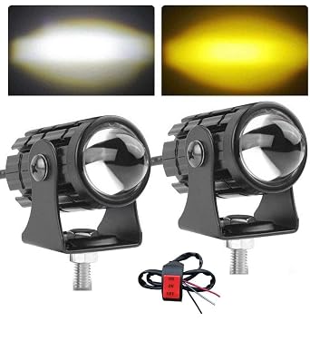 U-1 Dual White/Yellow LED Fog Light 12V Projector Lamp Motorcycle 25W Projector Lens