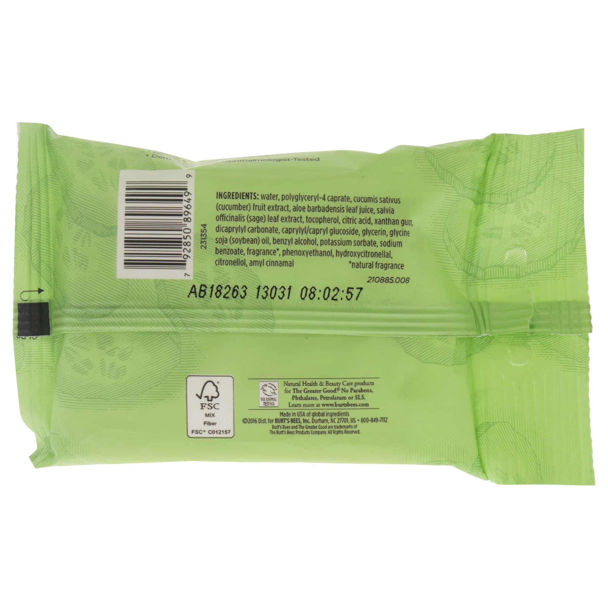 Burt's Bees Facial Cleansing Towelettes, Cucumber & Sage, 10 Count