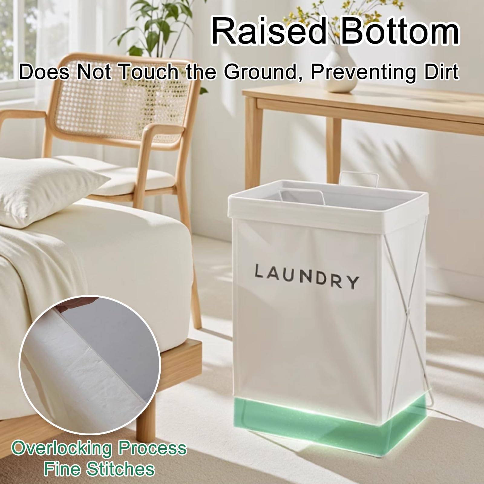 49L/13Gal Foldable Laundry Hamper, 2 Section Laundry Basket with Handles, Minimalist Dirty Clothes Hamper for Bedroom, Bathroom, Dorm