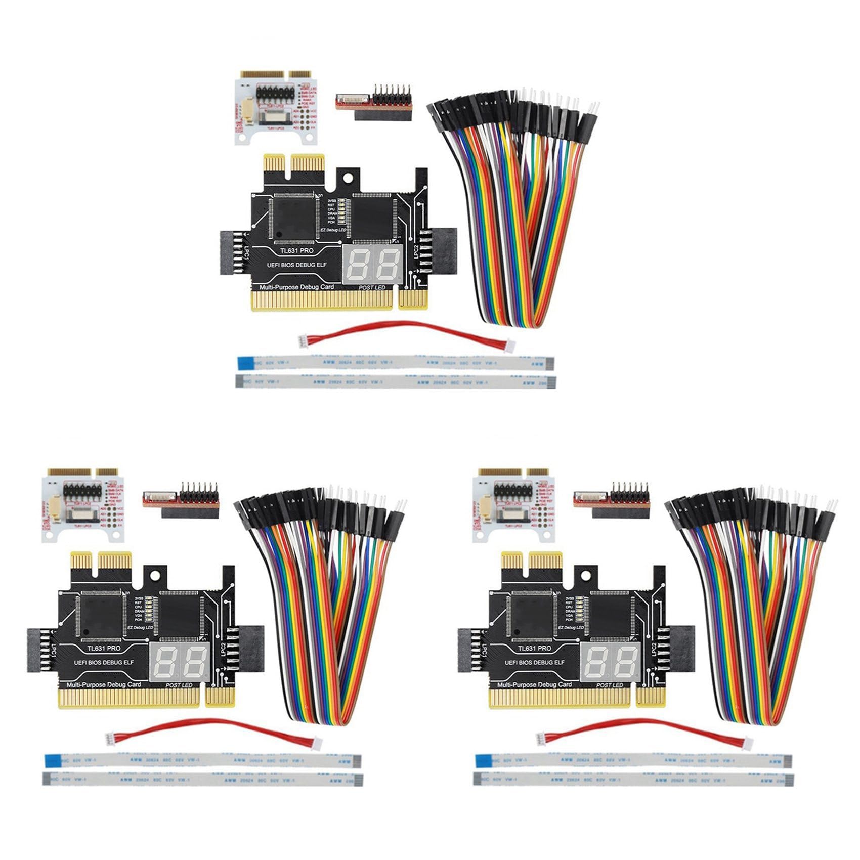 3X Scheda Diagnostica TL631 PRO+Scheda di Espansione Scheda Diagnostica Scheda Madre PCI-e Multifunzione Analizzatore Diagnostico per Laptop