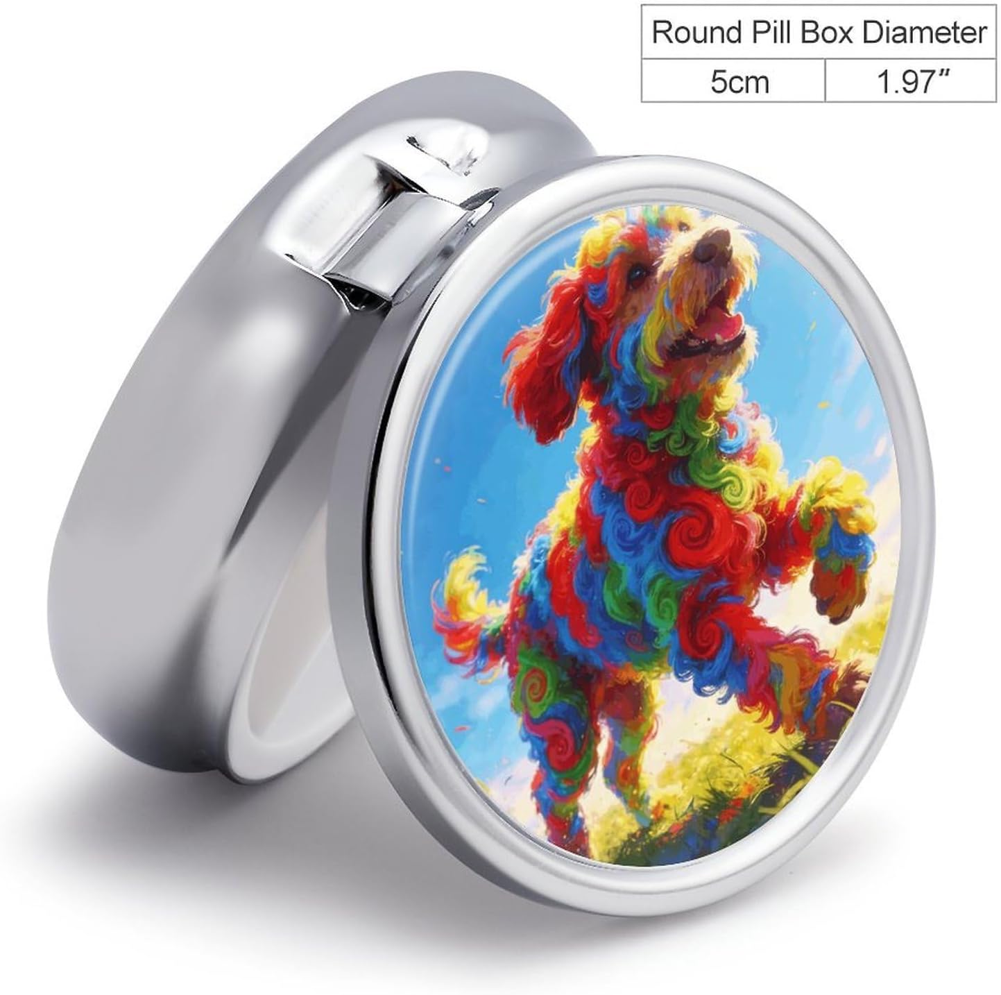 Round Metal Pill Box, Portable 3-Compartment, Sugar Roll Speedster image 2