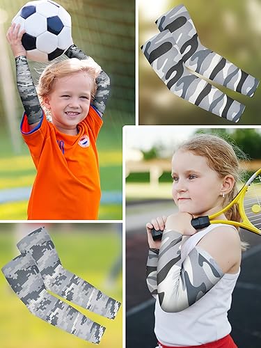 Miniatura 7 de Newcotte 12 pares de mangas de compresión para niños, manga de compresión para brazos, protección UV, mangas de enfriamiento transpirables de béisbol