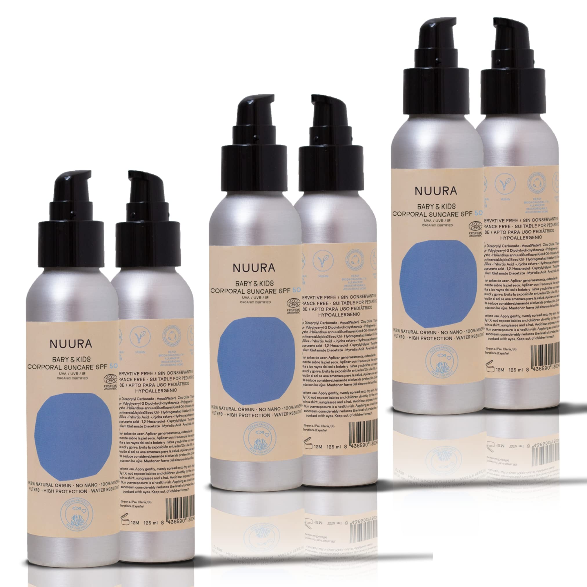 NUURA Protector Solar Mineral Infantil SPF 50 - Crema Solar Bebé y Niños, Fórmula Fluida y Biodegradable