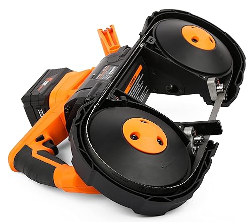 Miniatura 5 de WEN Sierra de cinta portátil inalámbrica para metal con velocidad variable, batería de iones de litio de 20 V máx. 5.0 Ah, cargador y cuchilla