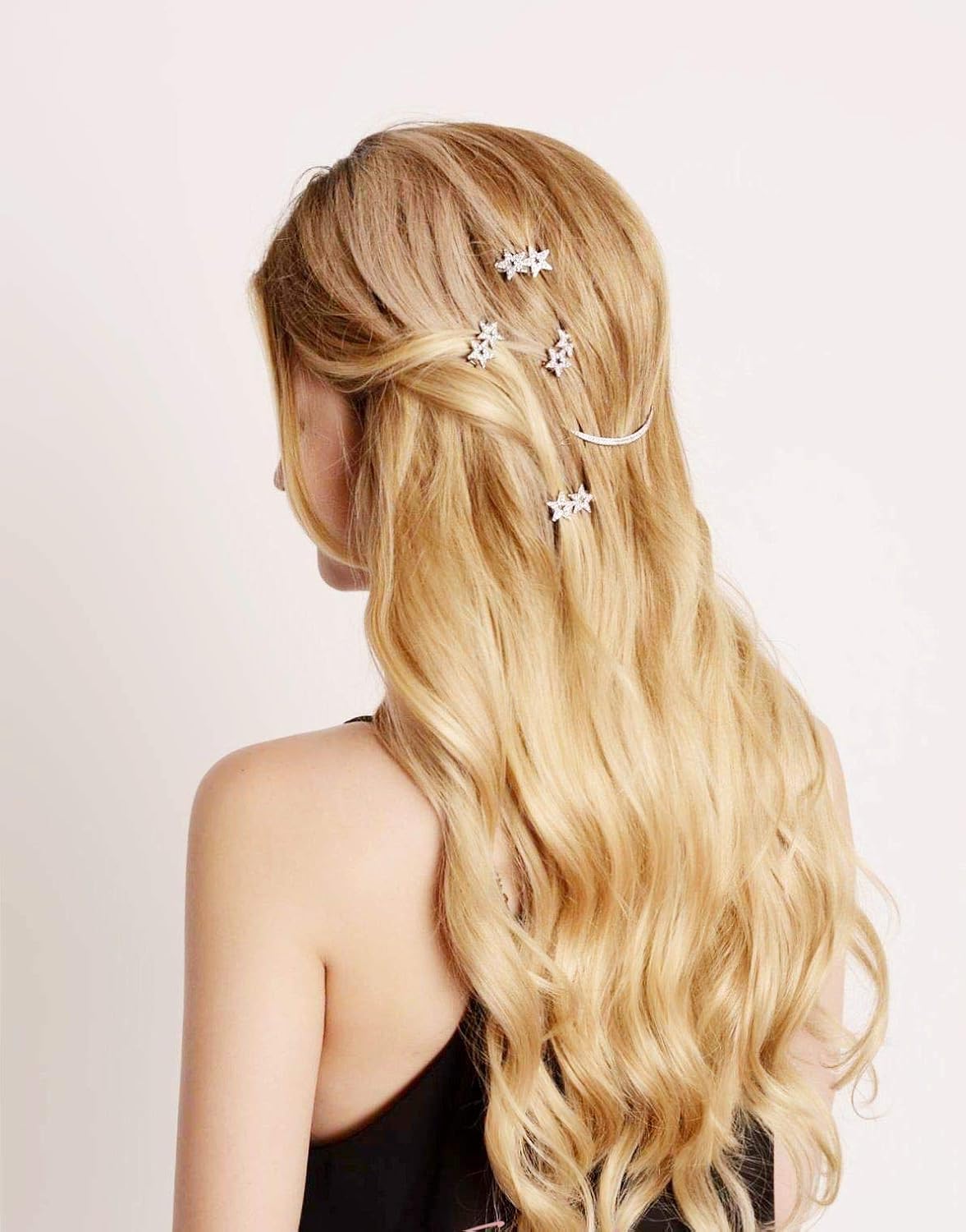 STARGAZER Hair Pins Clips Barrettes – Twin Star Magnet Crystal Rhinestone Decorative Fashion Magnetic Metal Accessories Set for Women Girls AC70047 Black image 3