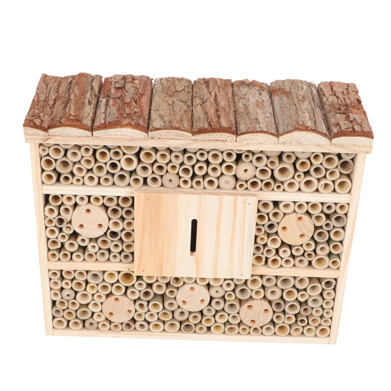 DOITOOL Casa delle Api in Legno Naturale, Habitat Sicuro per Insetti Benefici da Giardino, Casetta Decorativa per Esterno e Cortile, Protezione Nidi e Supporto All’impollinazione