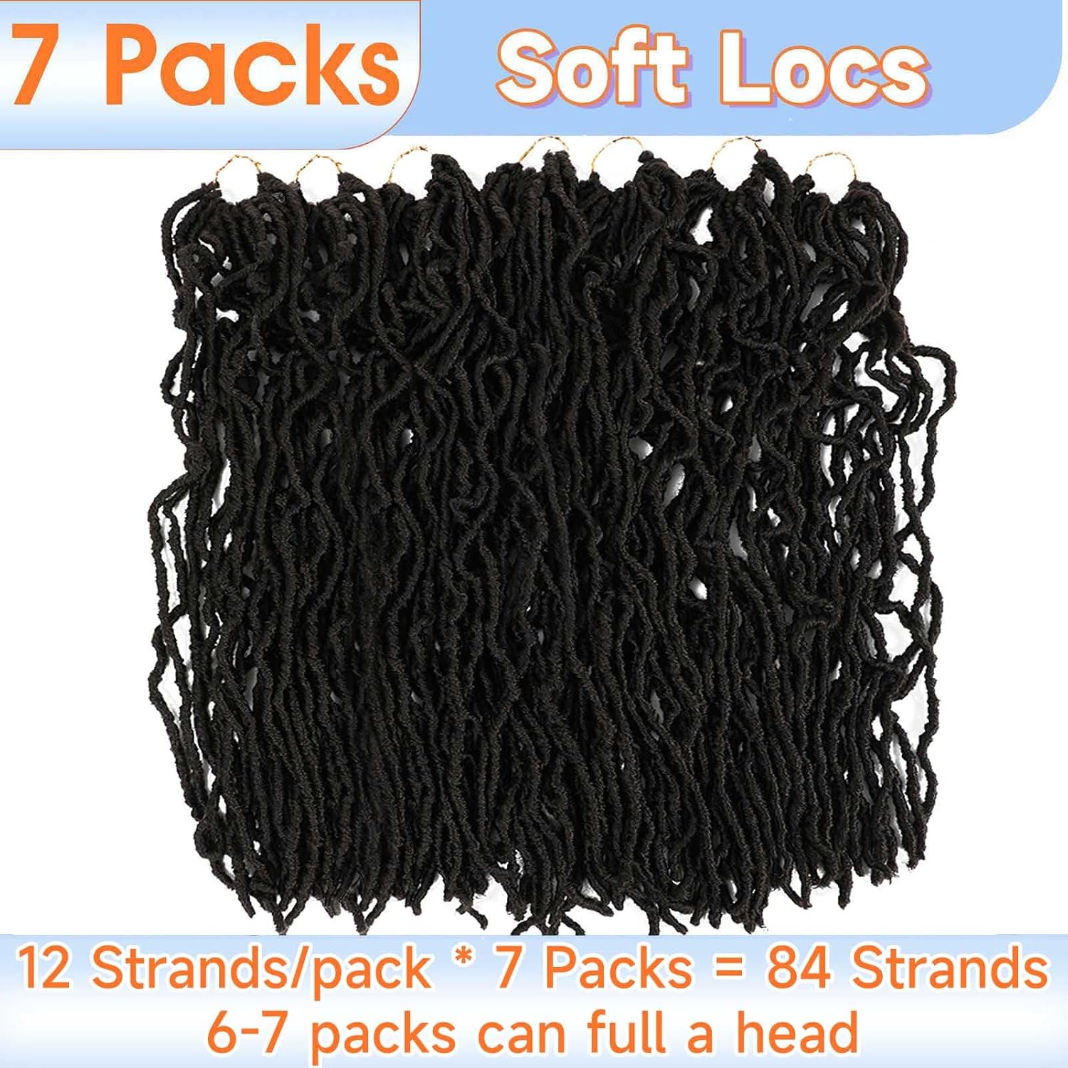 Soft Locs Crochet Hair 22 Inch 7 Packs Pre Looped Faux Locs Crochet Hair For Black Women Butterfly Faux Locs Hair Curly Crochet Loc Extensions(22inch, 7 Packs, 4#)