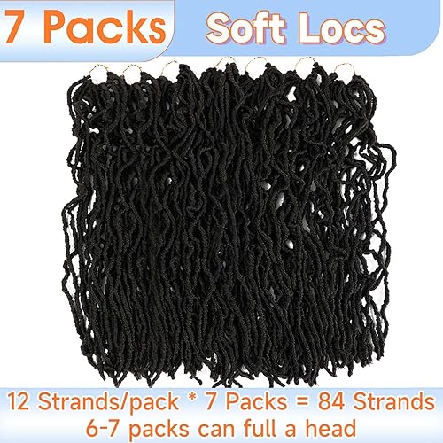 Miniatura 5 de Extensiones de cabello de ganchillo suaves de 22 pulgadas, 7 paquetes de rastas sintéticas preenlazadas para mujeres negras, extensiones de cabello