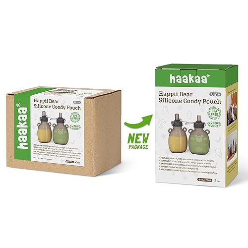 Miniatura 8 de haakaa Happii Bear - Bolsa de silicona reutilizable para alimentos para bebés, purés, jugos, batidos y yogur orgánicos, perfectos para niños