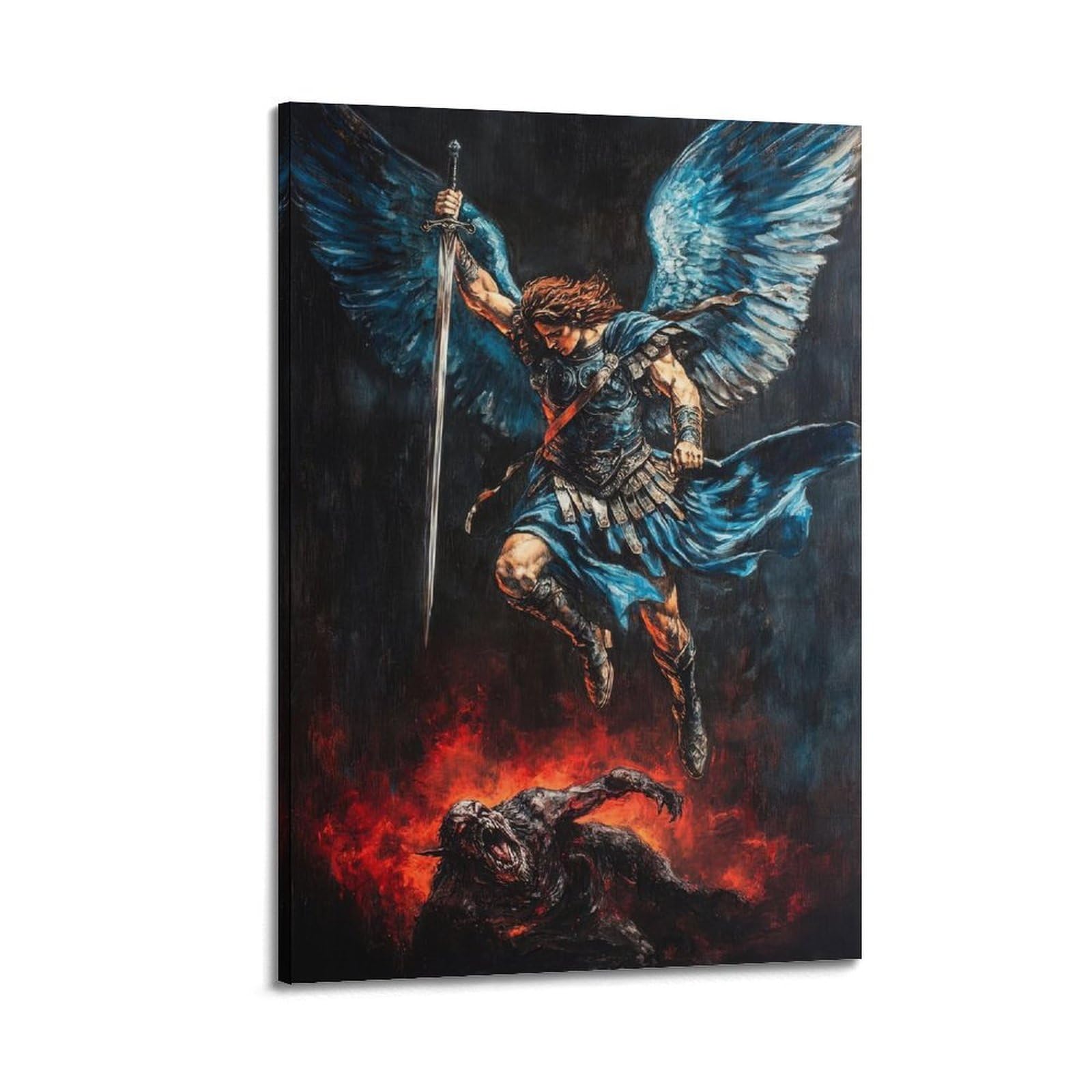 ESTE Saint Archangel Michael Defeated Satan Artistic Poster Decorative Painting Canvas Modern Art Picture 08x12inch(20x30cm)