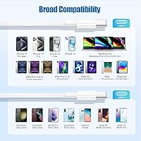 Vista 5 de Paquete de 3 cables USB C a USB C de 1 pie y 60 W, cable de carga rápida tipo C para iPhone Air 17 16e 16 15 Pro Plus Pro Max, para Galaxy S25/S24